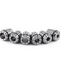 Rock Solid High Precision ER32 Spring Collet Set 6 Pcs For CNC Milling And Lathe Tools With Zero Slippage Grip In Aluminum routing image of 6 collets made of 65Mn steel.