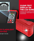 Your Go To Digital Multimeter With LED Backlight Non Contact Voltage Detection showing LCD and side flashlight in action