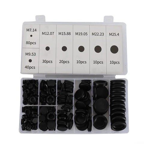 200 Piece Rubber Grommets Assortment Kit With 7 Size Options For Easy Wire Pass-Through In Metal Panels And Frames Includes 14mm, 9.53mm, 12.07mm, 15.88mm, 19.05mm, 22.23mm, 25.40mm Grommets For DIY Auto Electrical And Home Projects, organizer case open