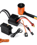 4300Kv Brushless Motor With 60A ESC, 20Kg Servo, and 25T Servo Arm for RC cars and boats on white background
