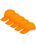 Five Pack Reflective Bump Cap Hard Hat With Breathable Lightweight Safety Cap For Men And Women Adjustable Size With Hook And Loop Twill Neon Orange High Visibility displayed in a row.