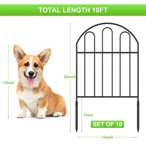 Decorative Garden Fence Panels 10 Pack, 22 Inch High By 13 Inch Wide Metal Border Edging For Outdoor Patio And Yard, image of single arched panel