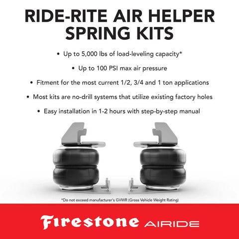 Rear Air Springs Kit For 2005 2007 F250 F350 4WD Ride Rite Load Leveling System 5 To 100 PSI Supports Up To 5,000 Pounds No Drill
