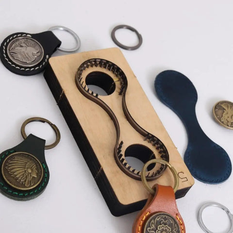 Teardrop Cutting Mold Set For DIY Leather Crafting Tools Including Pro Grade Wooden Steel Rule Punch Water Drop Stencil