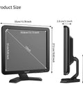 Product dimensions of 15 Inch CCTV Monitor With BNC VGA HDMI AV Inputs, 4:3 1024x768 HD Display, USB Drive Player, Built-In Speaker.