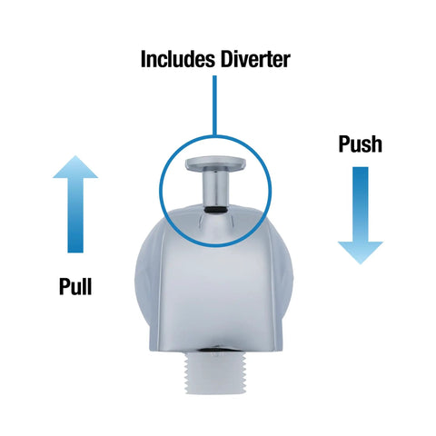 Chrome Diverter Tub Spout With Handheld Shower Fitting, Universal Fit For Most Bathtubs, Includes diverter mechanism details