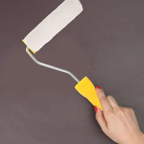 10 Pack Mini Paint Roller Covers Plus Replacement Sleeves For Walls, Delivers Smooth As Butter Coverage Without Mess Or Stress, Solid Quick Fix For Weekend Home Updates, Turning Fresh Paint Jobs Into An Absolute Breeze, hand holding yellow mini paint roller.