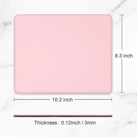 Pink Square Mouse Pad 10.2 X 8.3 Inches, Ultra Slick Surface With Stitched Edge, Anti Slip Waterproof Rubber Desk Mat For Gaming And Office