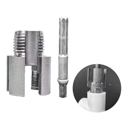 Pro 2-In-1 PVC Pipe Threading Tool Kit For 1/2 And 3/4 Inch Pipes tungsten steel cutter bit showing smooth internal threads.