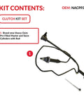 No Sweat Heavy Duty Pre Bled Clutch Master And Slave Cylinder Kit With Fluid Hose For Ford Super Duty F250 F350 F450 F550 99 03 7.3 Diesel showing new pre-filled cylinders and connection rod.