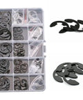 15mm External Circlips Retaining Ring Set 20 Pcs Alloy Steel Black Finish Snap Rings for Machinery and DIY Projects GB896 Standard Pro Grade Beefy Heavy Duty Kit in organizer box
