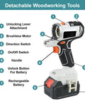 Built Different 10 In 1 Cordless Power Tool Combo Kit With Brushless Motor, featuring detachable woodworking tool handle.