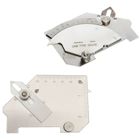 Taper Composition Gauge For Depth And Diameter Measurement In Tight Gaps Stainless Steel Welding Gauge with metric and imperial scales.