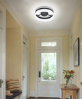 Dope Modern LED Semi Flush Mount Ceiling Light With Black Ring Vintage Modern Eleven Point Eight Inch Ring 18W Daylight 6000K Ceiling Lamp For Laundry Room And Bedroom Bright Energy Efficient Fixture That Elevates Any Space in hallway setting