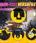 2 Pack Portable Led Rechargeable Work Light With Magnetic Base And Hanging Hook, mounting options displayed