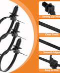 60 Pack Nylon Universal Cable Ties With Push Mount Buckles Pro Grade Heavy Duty High Temp Zip Tie Mounts For Automotive Wiring Wire Clips Fuel Lines And Christmas Tree Ties Heat Resistant Flexible 6 Type Set with strong zip head, clear teeth, and smooth edges.
