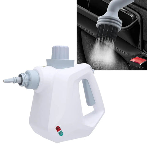 Powerful 1000W Handheld Steam Cleaner for cleaning car upholstery with steam spray, portable design, easy-to-use.