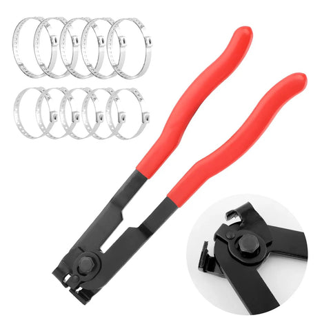 Stainless Steel Boot Clamp Pliers Kit With 10 Clamps Small And Large Universal Adjustable Drive Shaft Crimp Collar Pliers For Most Cars