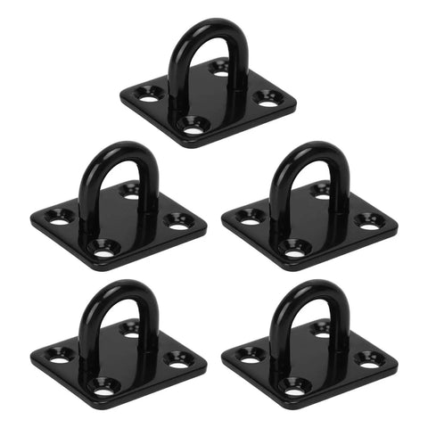 Heavy Duty Stainless Steel Pad Eye Plate Wall Mount Hook Kit With 3mm Thick Brushed Surface for ceiling chandelier or fan, set of 5 black