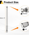 5 Piece Magnetic Ball End Hex Screwdriver Bit Set H4 4mm With One Quarter Inch Hex Shank 100mm Long S2 Steel Metric Bits For Power Tools And DIY Projects Pro Grade size detail