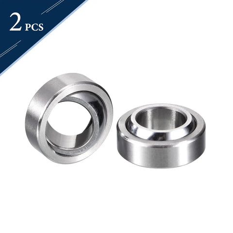 Ge12c Radial Spherical Plain Bearings Self Lubricating Sealed Bushings 12 Mm ID 22 Mm OD 10 Mm Width Built Tough Steel Construction Heavy Duty Load Rating No Hassle Two Pack close-up view of two sealed bushings.