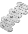 Top Shelf Heavy Duty Metal Bed Rail Brackets With Concealed Headboard Mounting Hardware Six Piece Kit arranged side by side.