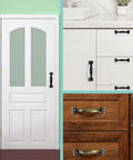 Vintage Barn Door Handle Set 6 Inch Metal Pulls In Black And Bronze For Furniture Drawers Cabinets Doors Bedrooms And Garden Gates Durable And Long Lasting 10 Piece Set installed on doors, drawers, and cabinets