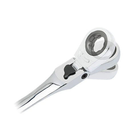 Close-up of locking flex head ratcheting wrench from Serpentine Belt Tool Set 15 Pc With Locking Flex Head Ratcheting Wrench For Quick Belt Removal