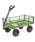 Steel Utility Garden Cart With No Flat Foam Filled 10 Inch Tires, 800 Pound Capacity, green cart with towing handle