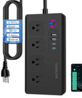 Ultra Slick Smart Power Strip Surge Protector Works Great With Alexa And Google Home Featuring WiFi Outlets, four AC sockets, dual USB and USB C ports.