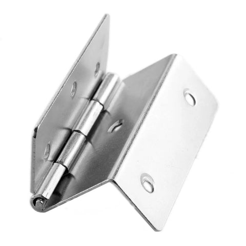 Close-up angled view of a 4 Pack 59mm Silver Cabinet Door Hinge, heavy duty six-hole tri-fold, for furniture and luggage boxes.