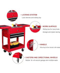 Mobile Tool Cart On Wheels For Garage And Workshop Heavy Duty Rolling Organizer With Directional Wheels Two Drawer Chest