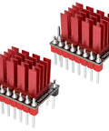 Next Level TMC2240 Stepper Motor Driver With Cooling Heatsink Badass Silent 36V 2.1A Dual Pack showing red aluminum heatsinks for effective cooling.