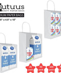 White Paper Gift Bags With Handles Bulk 25 Pcs 8x4.5x10 Medium Size For Gifts Valentines Shopping Retail Sturdy Twisted Handles