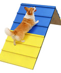 Corgi climbing Backyard Dog Agility Course Set With Non Slip A Frame And 2 Chains, Pro Training Equipment For Large Dogs, Durable Wood Ramp 84 Inch By 24 Inch, Easy Setup For Safe At Home Obedience And Fun