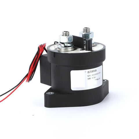 Heavy Duty Sealed DC Contactor 200 Amp 9 To 36 Volt High Voltage BMS Relay Switch, compact black relay for electric vehicles.
