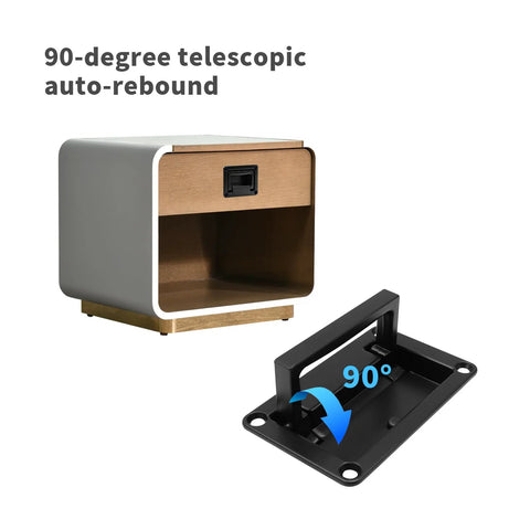 Recessed Flush Pull Handle With Mounting Screws Black Zinc Alloy for Deck Hatch and Toolbox, 90-degree auto-rebound feature shown