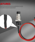 Close-up of Mini Momentary Push Button Switch 1A 250VAC SPST NO Black Pre Wired with 2 Pin Red and Black Wires for Electronics Projects