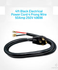 4 Prong 50 Amp Range Cord For Electric Kitchen Range With Open End Connectors Beefy Copper Wires 60 Inch Black Power Cable