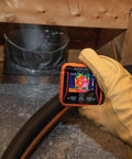 TI250 Rechargeable Thermal Imaging Camera With 19,200 Pixel Resolution detecting heat on HVAC duct in basement