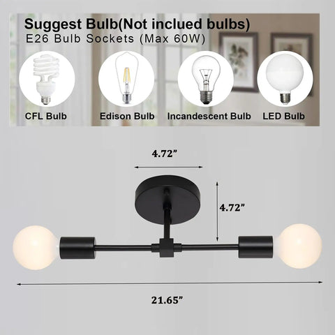 Dual Light Bathroom Wall Sconce Vanity Fixture in Gold and Black Finish with bulb types and dimensions shown.