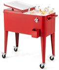 80 Quart Rolling Ice Chest With Wheels For Patio And Poolside Parties Tailgate Ready Outdoor Cooler Cart With Side Handles