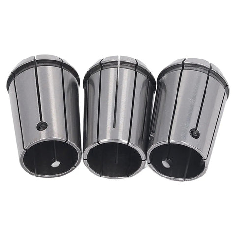 Rock Solid 3Pcs OZ25 Spring Steel Collet Chuck Set With Wrench For Precision Milling CNC Lathe And Engraving Tools, three steel collets displayed.