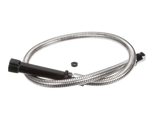 44 Inch Flex Stainless Steel Hose With Black Handle, Heavy Duty Flexible Water Sprayer Line For Commercial Kitchens And Industrial Rinse