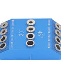 Top Shelf Aluminum Drill Guide Jig For Dead On 30 45 90 Degree Holes Rock Solid Multi Angle Woodworking Tool that Runs Like A Dream For Furniture Assembly, showing drill guide with angle markings.