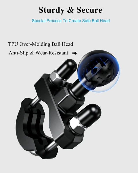 1 Inch Ball Handlebar U Bolt Mount Base Fits Round Rails 0.5 To 1.26 Inches RAM Mounts B Size Compatible with TPU Ball Head