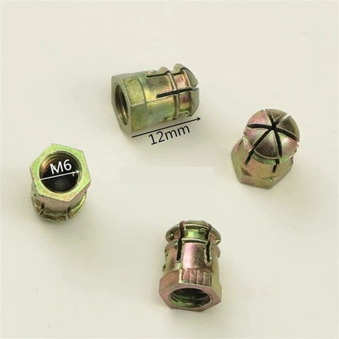 Premium Heavy Duty Kickass 3 In 1 Furniture Connectors With 40Mm Cam Rod Bars And Pre Inserted Rivet Nuts, M6 Rivet Nuts, 12mm size.