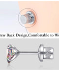 Top Notch Implant Grade Titanium Heart Earrings With Lustrous Cubic Zirconia Secure Screw Back Closure showing secure threaded back design.