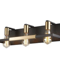 Industrial Black Wall Sconces Set Of Two Matte Black And Gold Indoor Hardwired Wall Lighting Fixtures For Bathroom Bedroom Living Room Kitchen UL Listed Dope Vintage Modern Vibe with three bulb holders and gold accents.