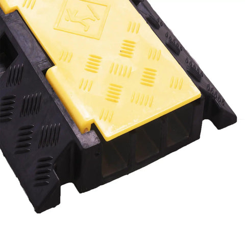 Two Pack 3 Channel Cable Ramp Protector For Wires And Hoses, Heavy Duty PVC Rubber Cord Protector Ramps, 39.4 Inch Long, 1.5x1.4 Channel